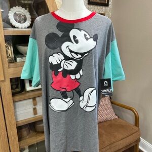 Rags Disney Adult Gray and Red Mickey Mouse T-Shirt size XXL